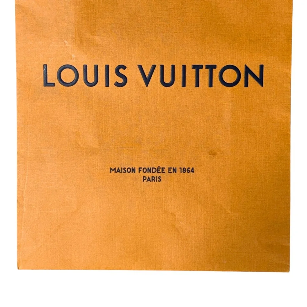 Louis Vuitton Orange Paper Shopping Bag Navy Blue Handles 14.5x10.5 Med Gift Bag